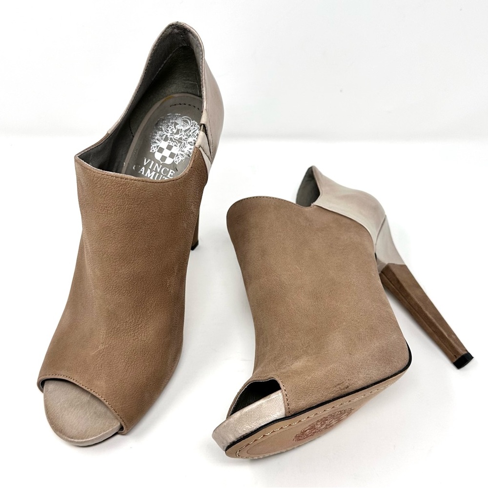 Vince Camuto Brendas Womens Tan Leather Suede High Heel Booties - Picture 6 of 13